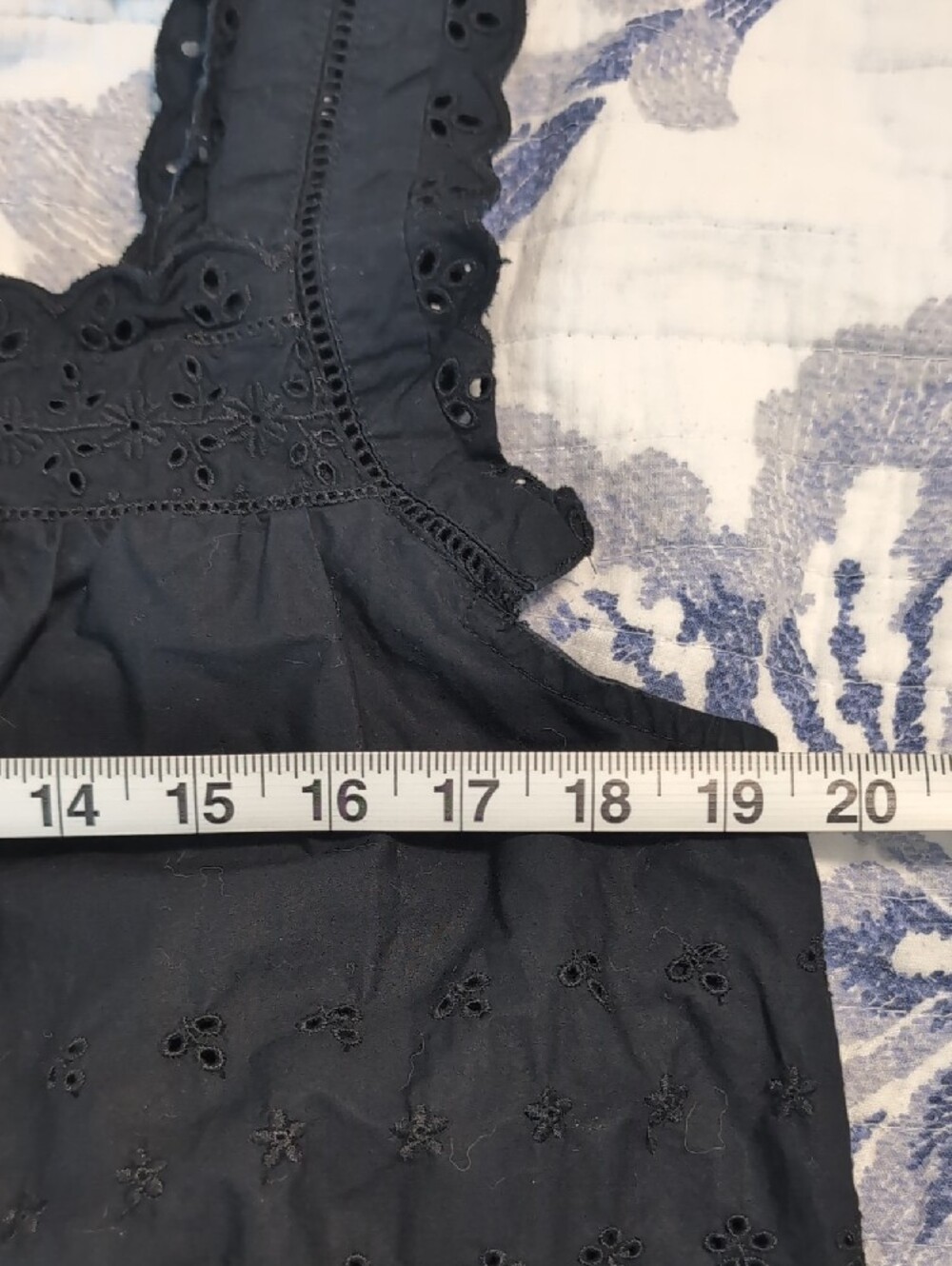 Black Eyelet Square-Neck Tank with Scalloped Straps - Picture 9 of 10